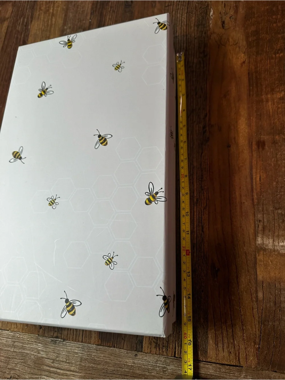 White Bee-Printed Storage Box - Decorative Home Organizer
